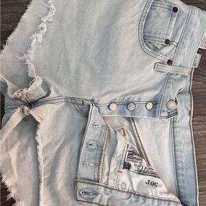 Levi's Light Blue Frayed Jean Shorts